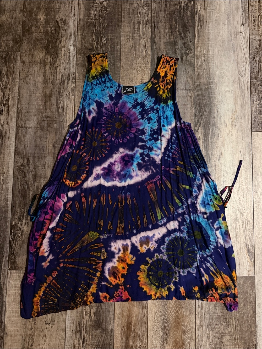 Tie-Dye Navy & Multicolor Sleeveless Dress